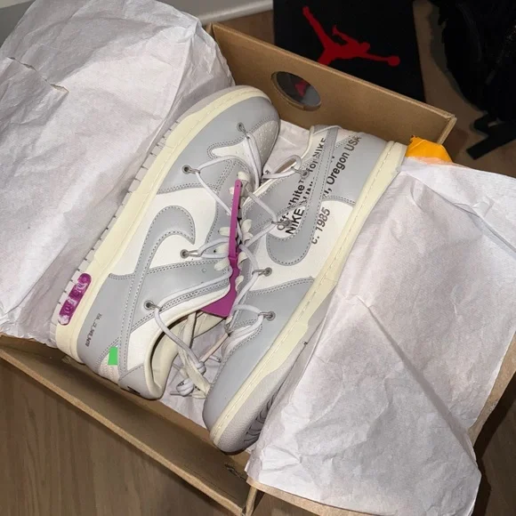Nike Off-White Sneakers with Purple Tag